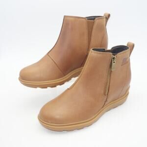 NEW Sorel Women's 6 Evie Zip Leather Boots Booties Velvet Tan Brown  Waterproof